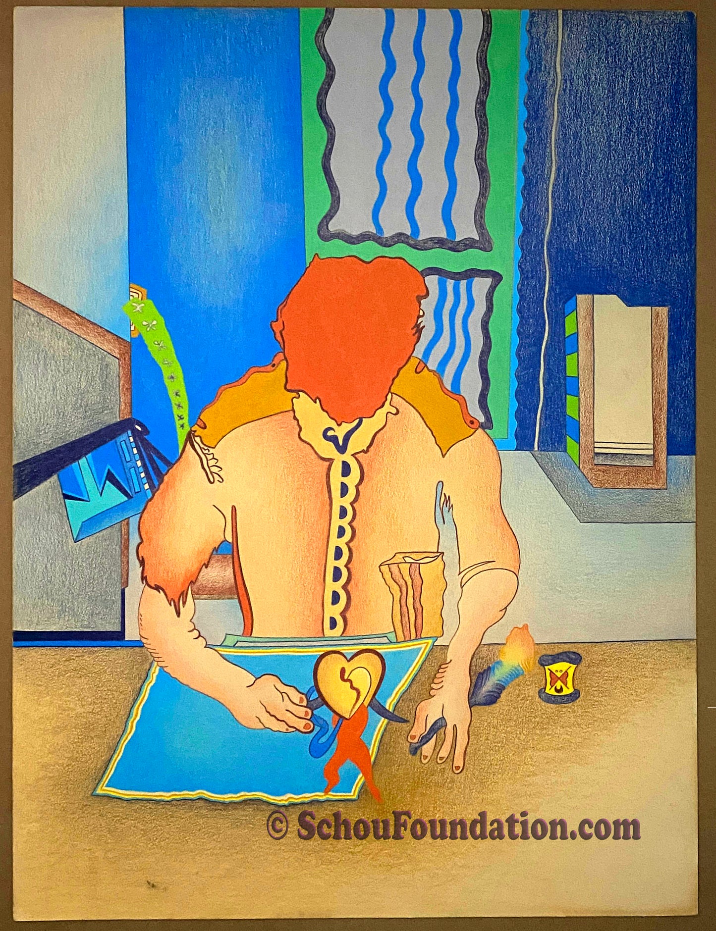 "Untitled" Self Portrait, Original, Harvey Board Series (unsigned)