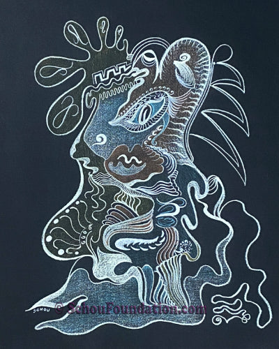 "One Eyed Jack" Self Portrait, Original, Black Paper Series