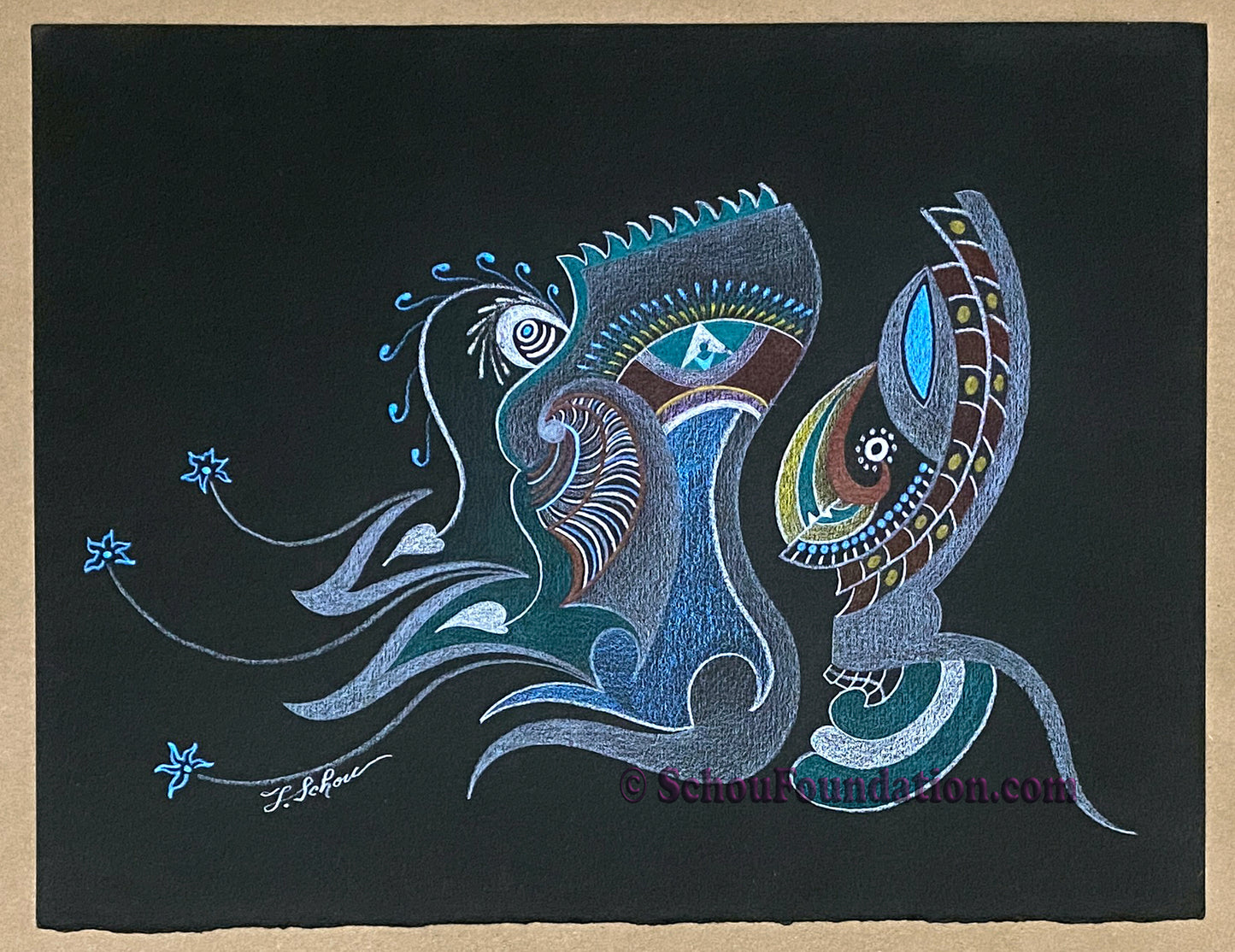 "Untitled" Self Portrait, Original, Black Paper Series