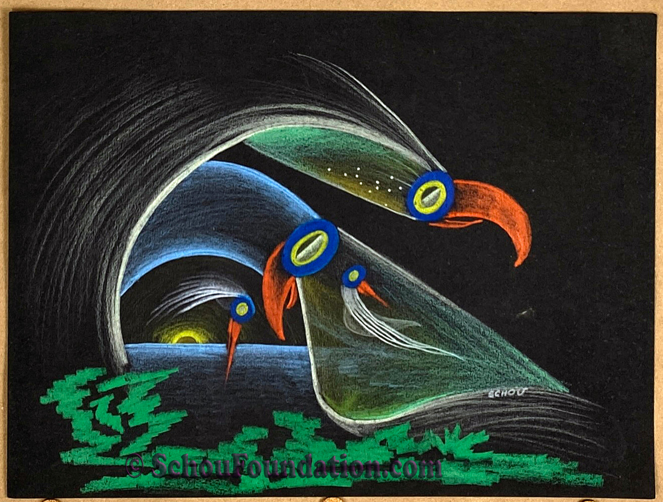 "Night Birds", Original, Black Paper Series