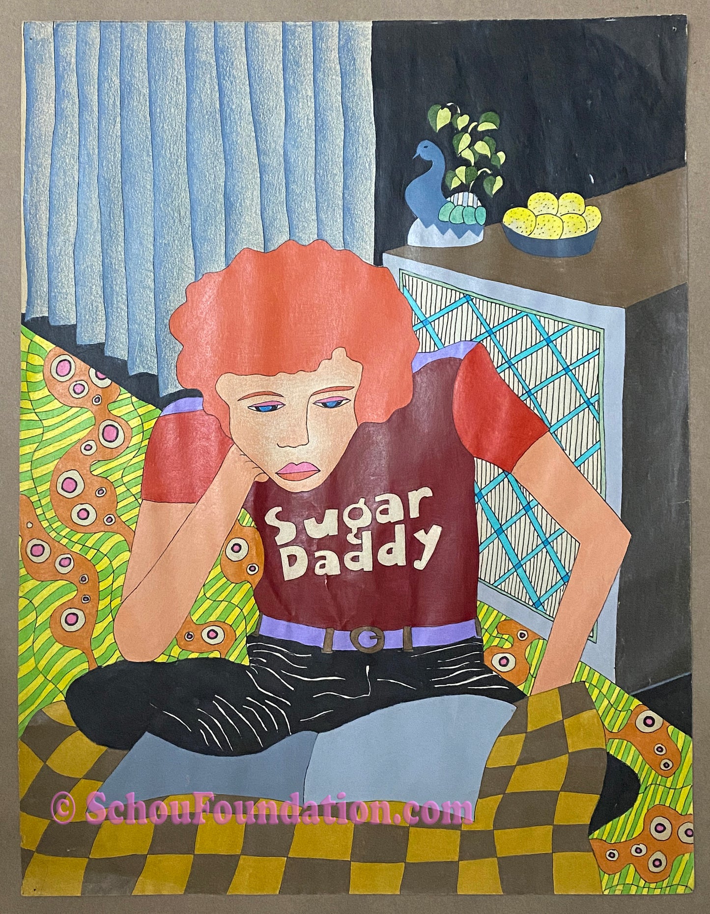 "Sugar Daddy" Self Portrait, Original, White Paper Series (unsigned)