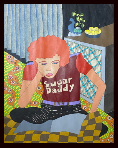 "Sugar Daddy" Self Portrait, Original, White Paper Series (unsigned)