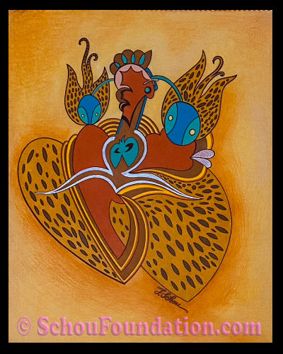 "Love Birds In Flight", Original, White Paper Series